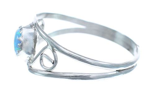 Native American Navajo Sterling Silver Blue Opal Ring Size 7-1/2 JX122699